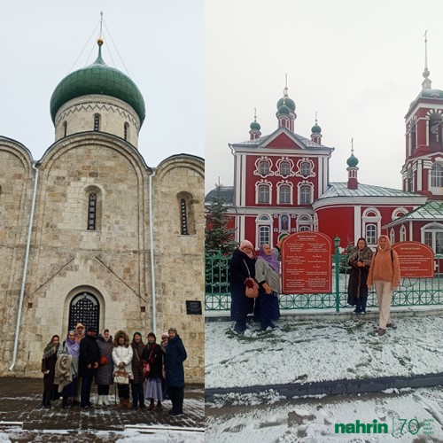 Промо поездка дистрибьюторов Свисс Нарин по Золотому кольцу 2024: группа у храма в Переславле-Залесском