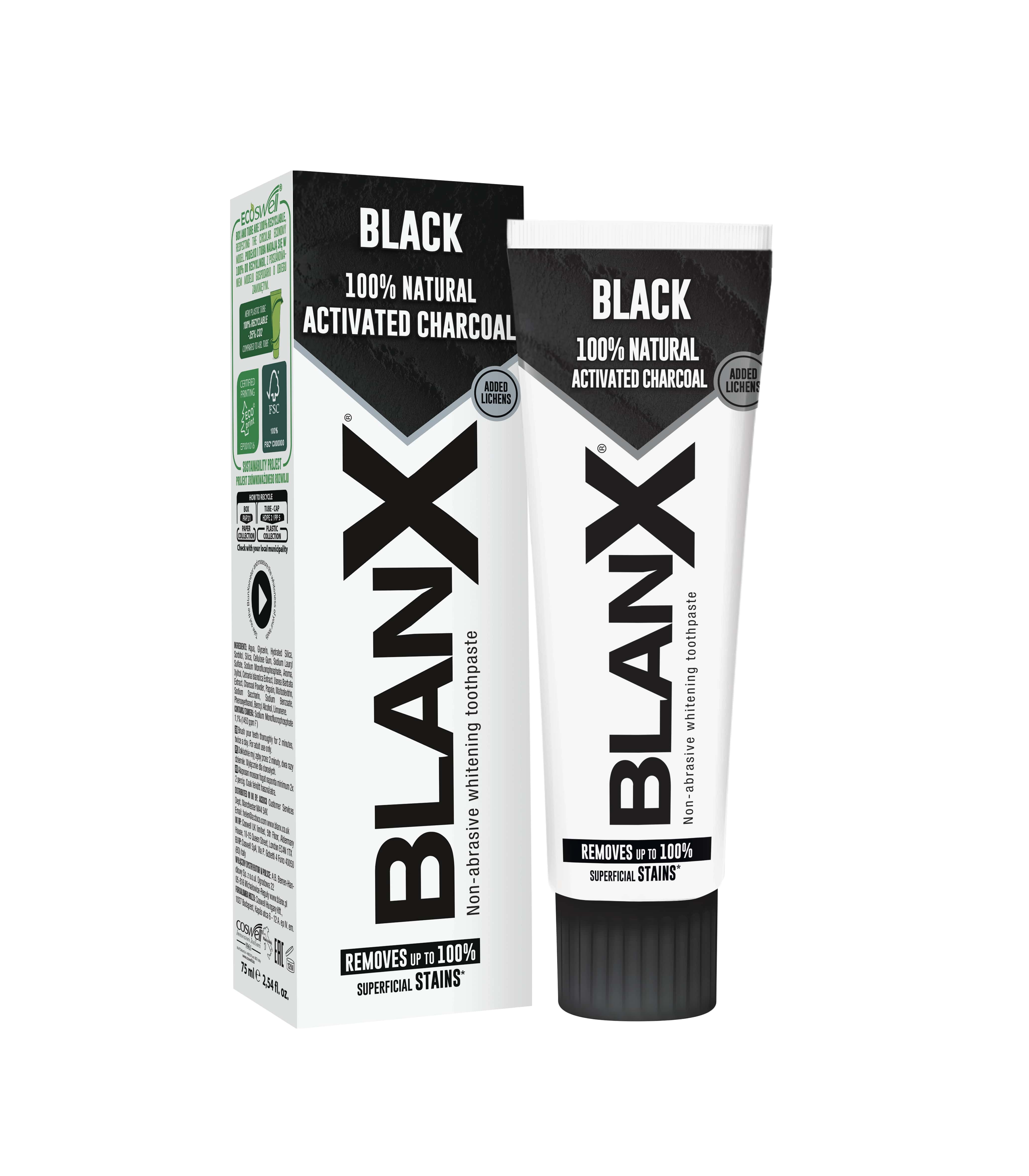 BlanX Черный уголь отбеливающая паста, 75 мл